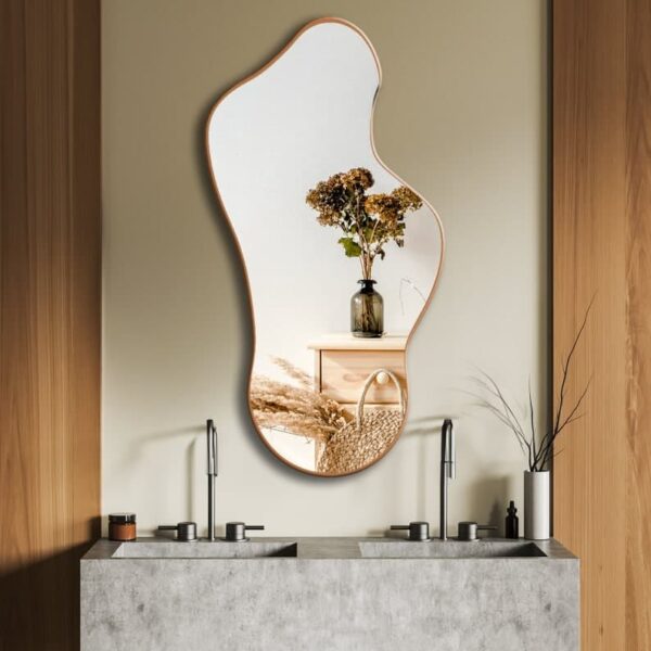 JYOTT Round Wall Mirror For Bathroom | Round Metal Frame In Gold, Wall-Mounted Mirrors For Bathroom, Living Rooms | Mirror - Image 4
