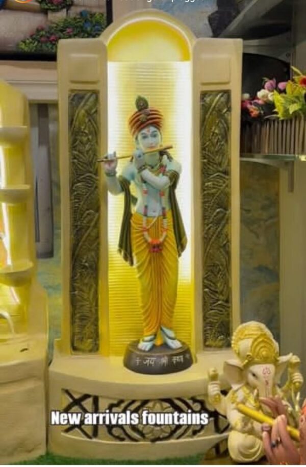 JYOTT Hands & Heart Enterprises Lord Krishna Statue, Krishna Murti Playing Flute For Temple Pooja, Office & Gift Your Relatives, Showpiece Figurines, Fantasy, Gold - Image 2