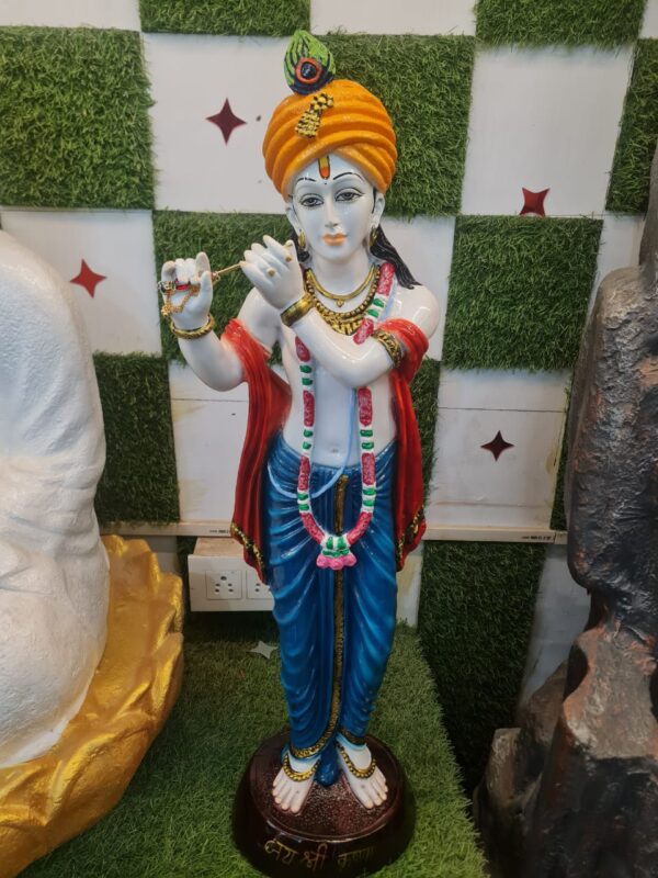 JYOTT Hands & Heart Enterprises Lord Krishna Statue, Krishna Murti Playing Flute For Temple Pooja, Office & Gift Your Relatives, Showpiece Figurines, Fantasy, Gold - Image 6