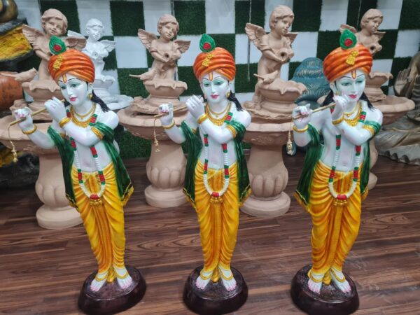 JYOTT Hands & Heart Enterprises Lord Krishna Statue, Krishna Murti Playing Flute For Temple Pooja, Office & Gift Your Relatives, Showpiece Figurines, Fantasy, Gold - Image 7