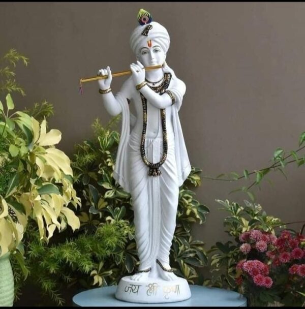 JYOTT Hands & Heart Enterprises Lord Krishna Statue, Krishna Murti Playing Flute For Temple Pooja, Office & Gift Your Relatives, Showpiece Figurines, Fantasy, Gold