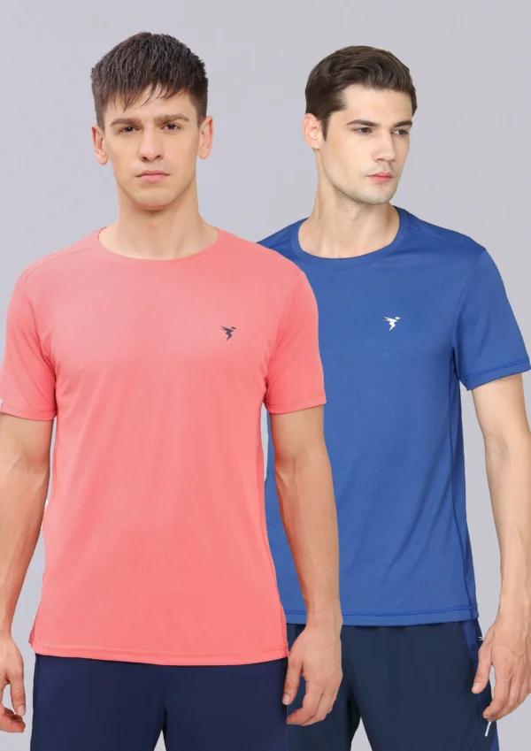 Men Solid Slim Fit Crew Neck T-shirt with TECHNO COOL+ (pack of 2)