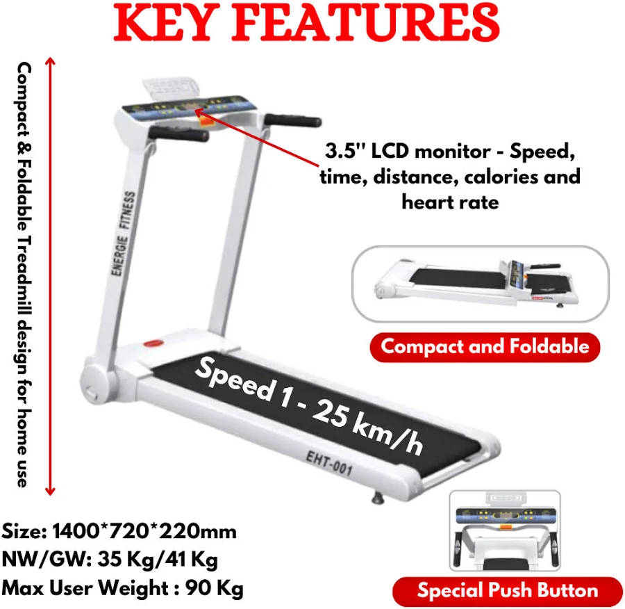 Best Treadmill for Home Use in India EHT-001 | Energie Fitness