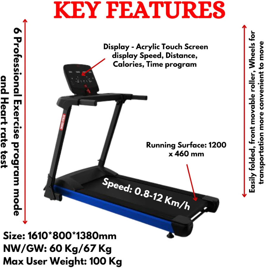 Best Folding Treadmill Running Machine F1-2000M | Energie Fitness