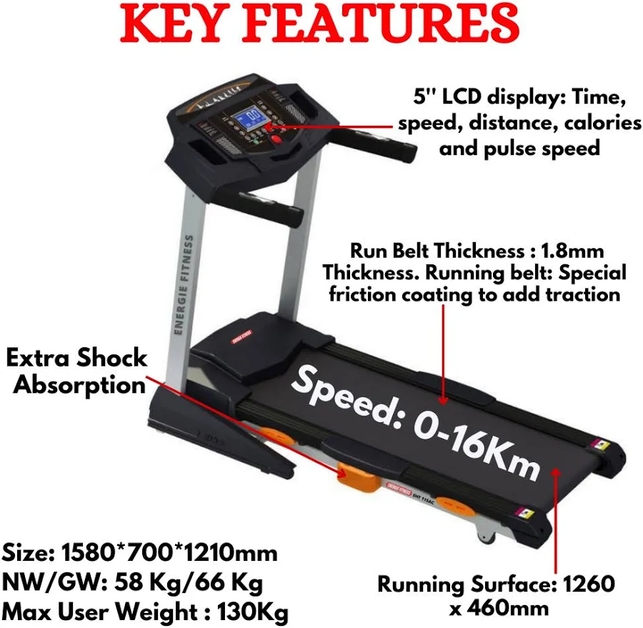 Best Treadmill for Home Gym EHT-115AC | Energie Fitness
