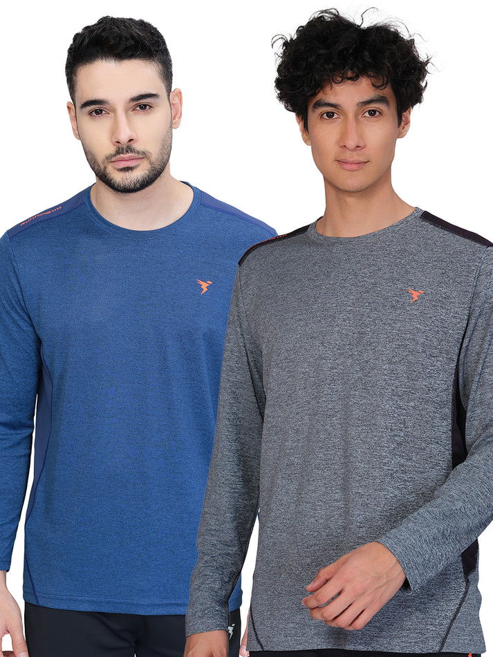 Men Colorblock Slim Fit Crew Neck T-shirt with MATPIQ (Pack of 2)