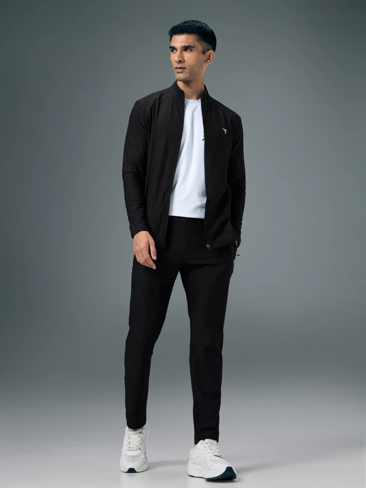 Men Solid Slim Fit Mock Tracksuits with DURACOOL+
