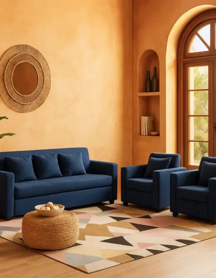 WAKESURE Premium Quality Jute Fabric 3 + 1 + 1 Sofa Set