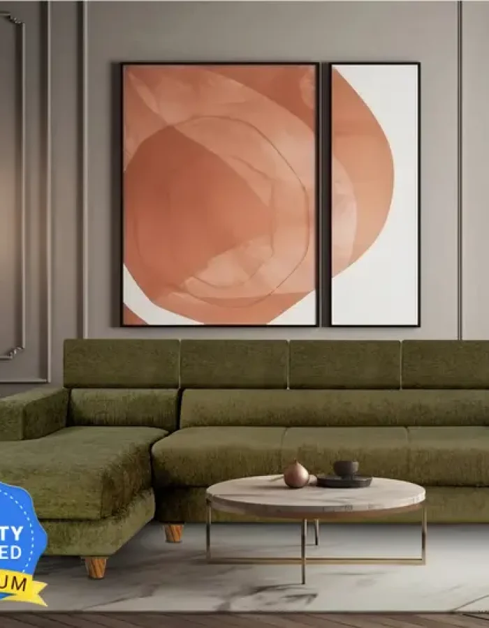 Seventh Heaven Berlin 6 Seater Sofa, Extra Spacious, Chenille Molfino Fabric Fabric 6 Seater Sofa  (Finish Color – Green, DIY(Do-It-Yourself))