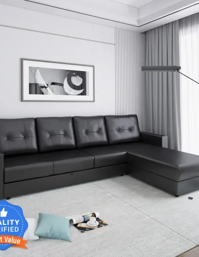 JYOTT Perfect Homes Bruny RHS Leatherette 6 Seater Sofa  (Finish Color – Black, DIY(Do-It-Yourself))